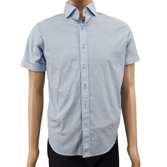 Robert Graham Mens Tailored Fit Short Sleeve Shirt Light Blue Large - Picture 10 of 10